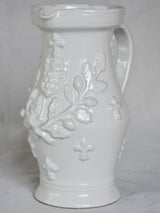 Émile Tessier pitcher with acorns and fleur-de-lys 8¾"