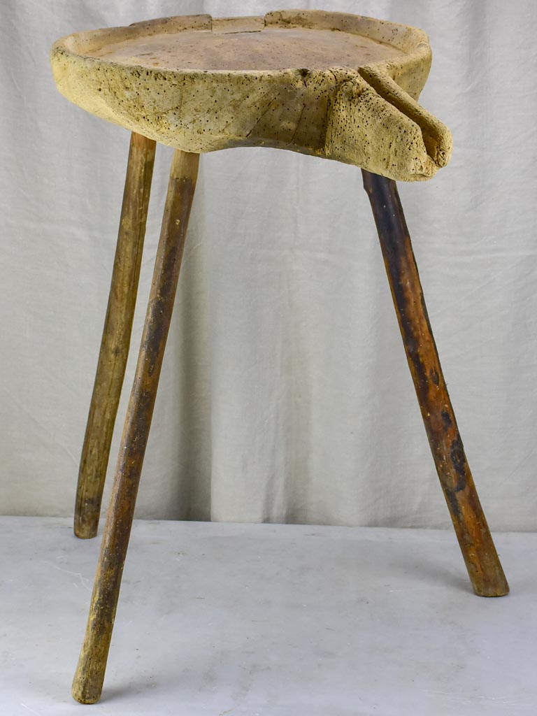 Rustic French cheese draining table with three legs