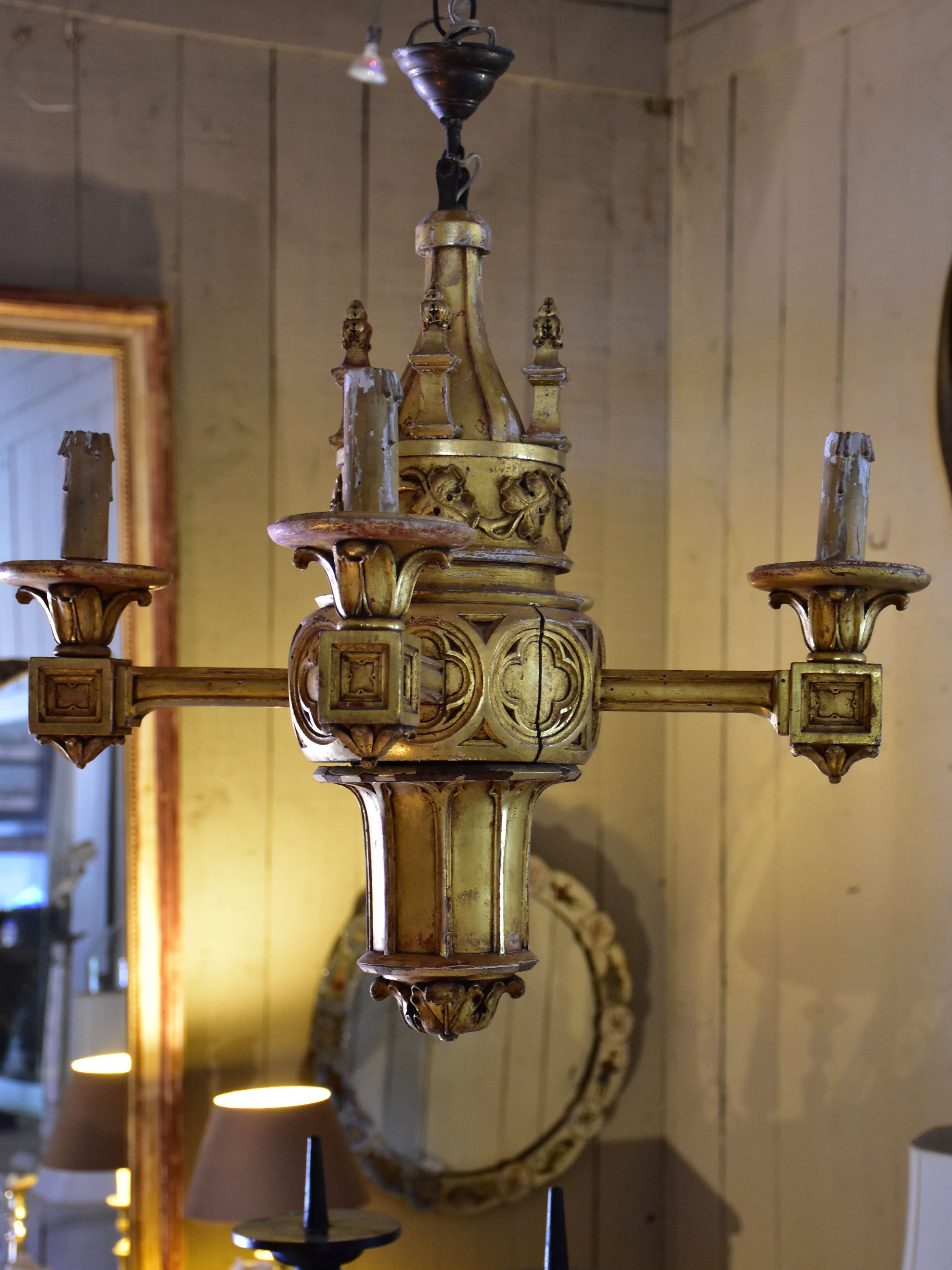 19th century Italian giltwood lustre from a church