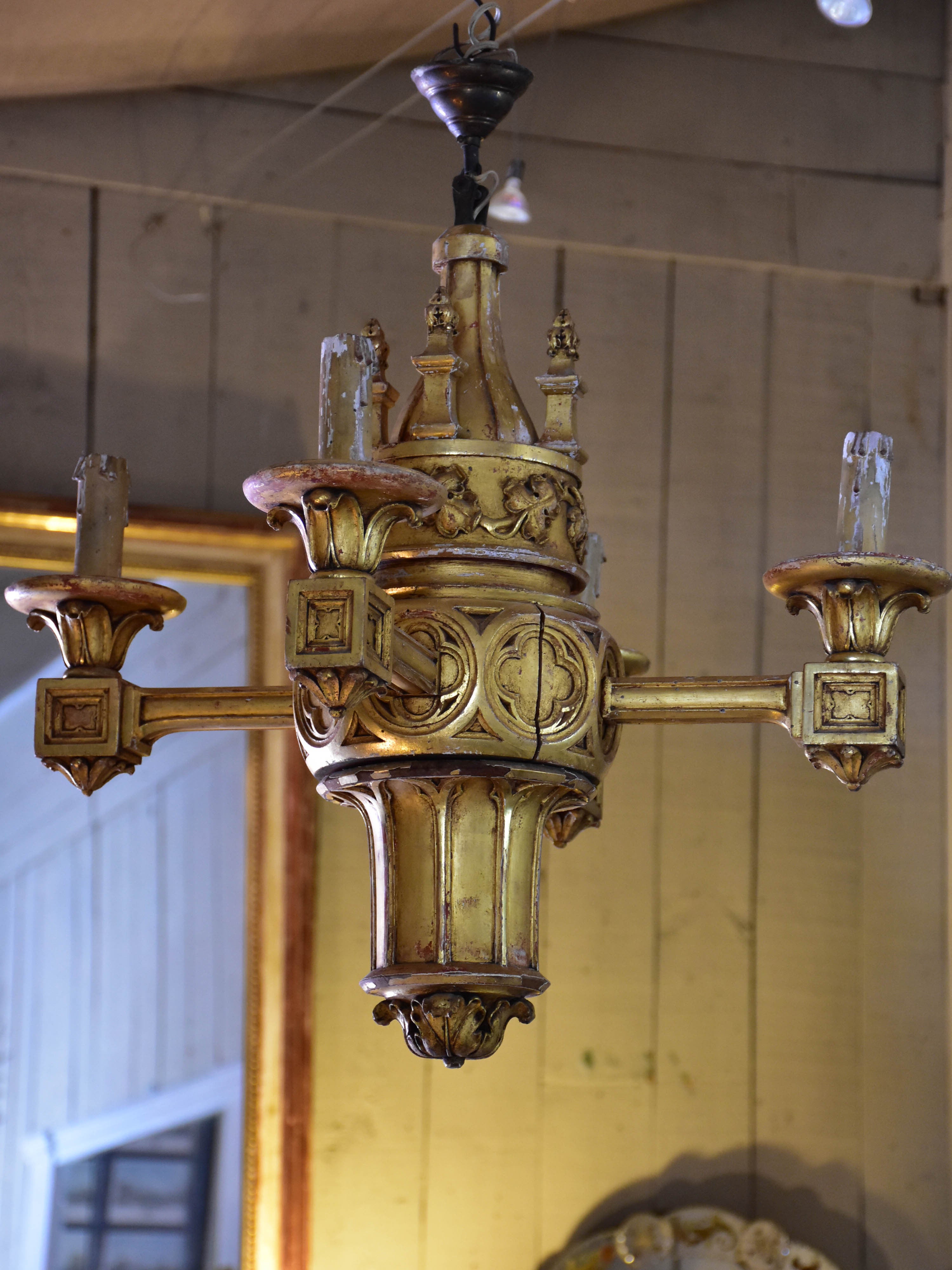 19th century Italian giltwood lustre from a church