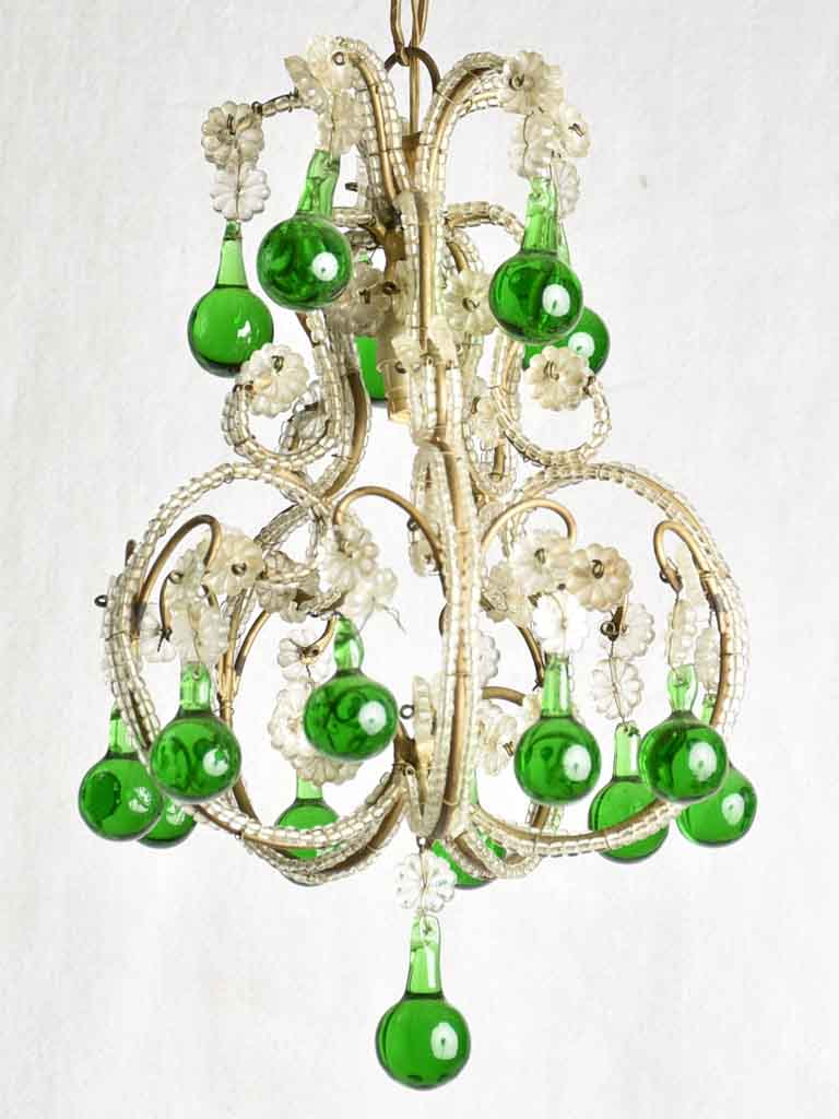 Vintage Murano crafted green glass chandelier