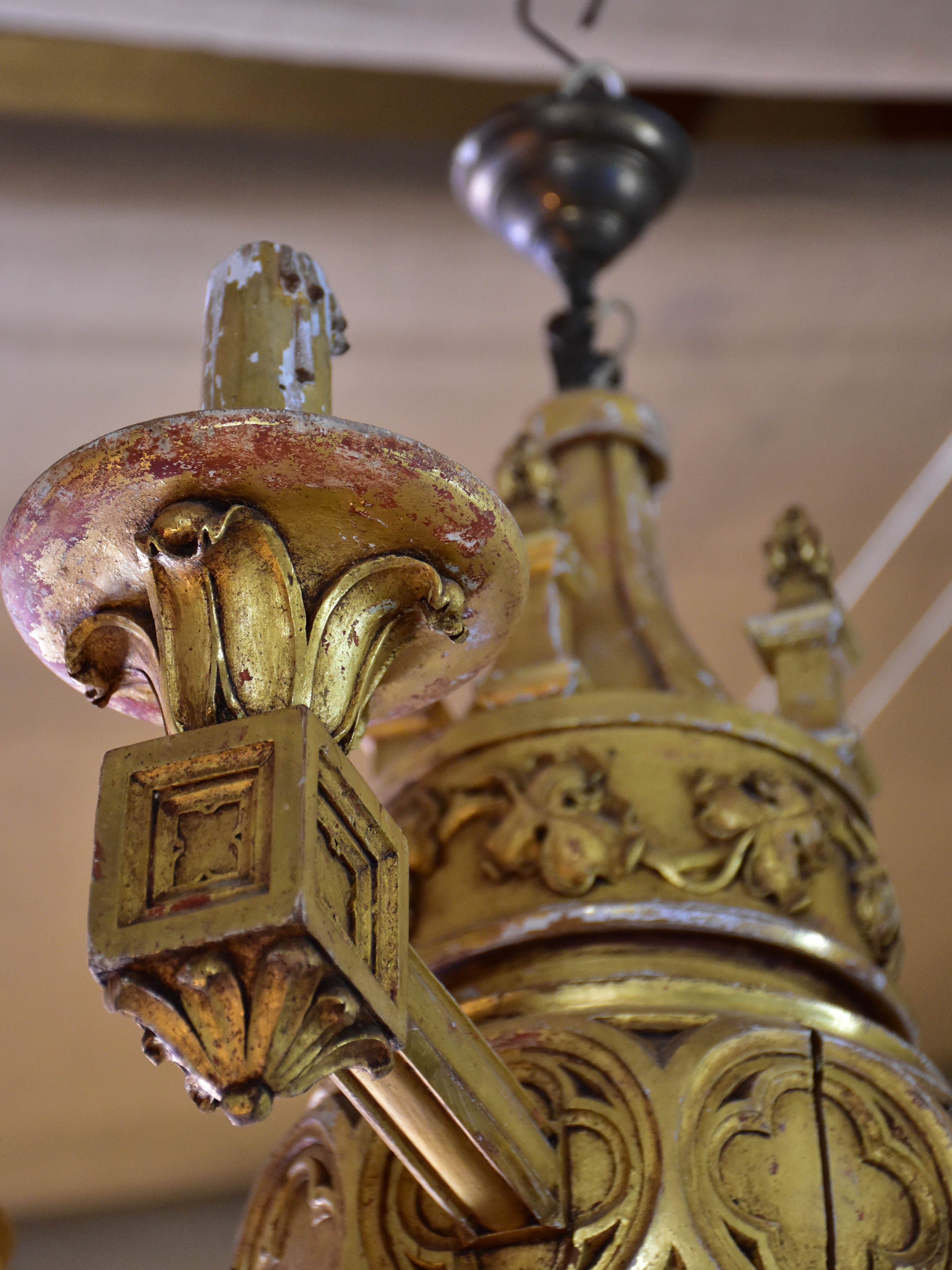 19th century Italian giltwood lustre from a church