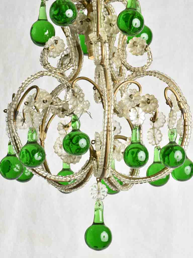 Green round-drops Murano chandelier