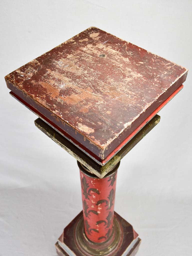Vintage Fleur-de-Lys Motif Wood Pedestal