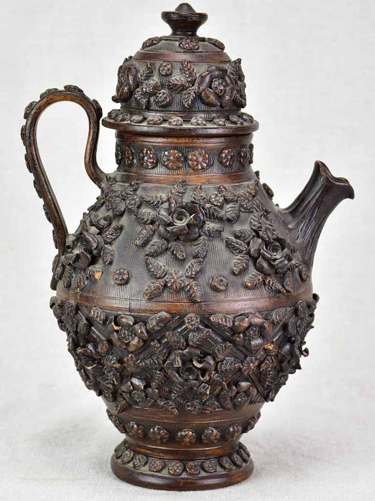 Sculptural Italian antique glazed teapot