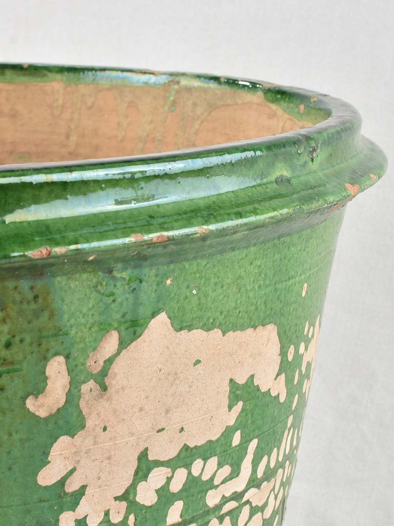 Large ceramic cache pot with green glaze 17" x 20¾"