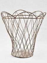 Vintage open-weave French iron waste basket