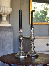 Pair of late 19th century French mercury glass candlesticks