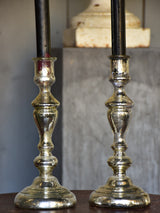 Pair of late 19th century French mercury glass candlesticks