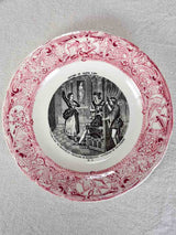 Set of 7 Gien Jean d'Arc themed story plates from the nineteenth-century - pink 8"