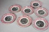 Set of 7 Gien Jean d'Arc themed story plates from the nineteenth-century - pink 8"