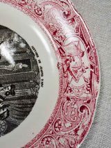 Set of 7 Gien Jean d'Arc themed story plates from the nineteenth-century - pink 8"