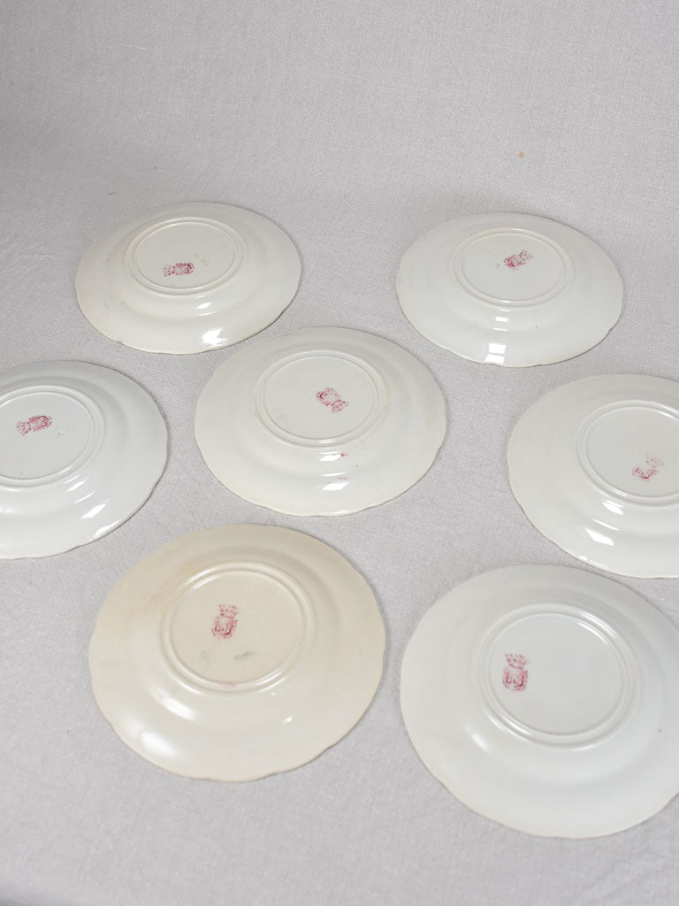 Set of 7 Gien Jean d'Arc themed story plates from the nineteenth-century - pink 8"