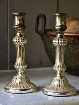 Pair of late 19th century French mercury glass candlesticks