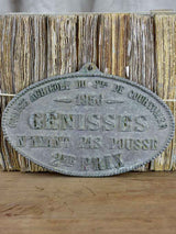 1956 French agricultural prize plaque