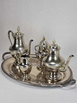 Vintage tea and coffee service on oval tray - silver plate