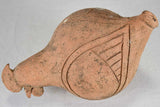Vintage clay sculpture of a foraging chicken