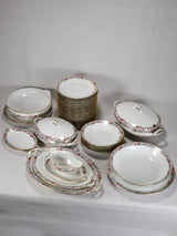 Superb vintage Limoges dinnerware set - white with floral border and gold trim