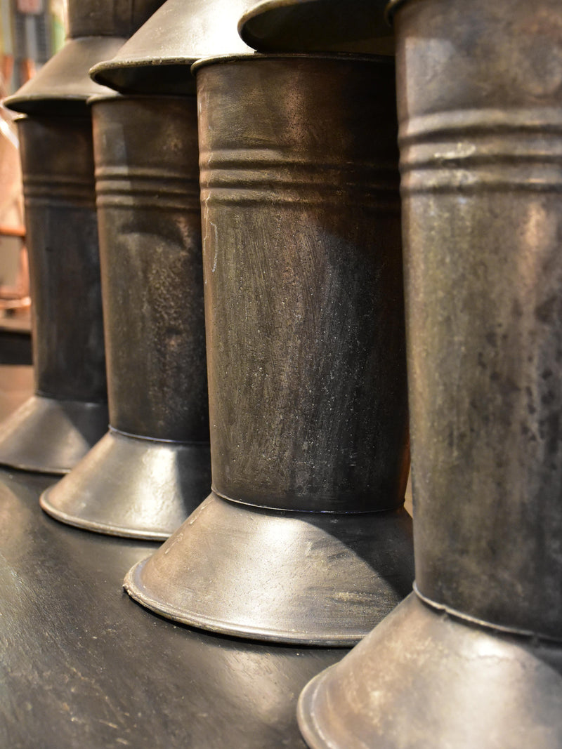 Vintage French zinc florist vases