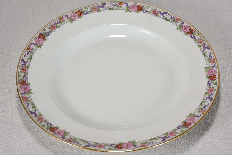 Superb vintage Limoges dinnerware set - white with floral border and gold trim