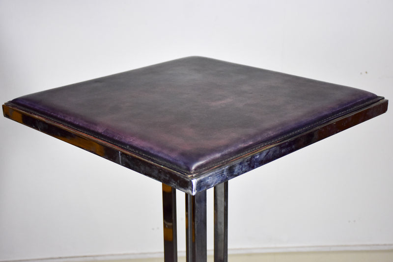 Vintage high bar table - square leather top