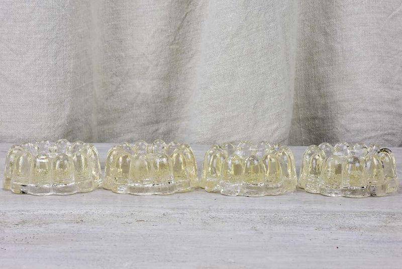 Four antique French glass table risers Chez Pluie