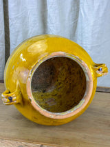Very large antique French confit pot with yellow glaze 14 ½"