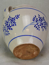 Antique French confit pot - white with blue flowers