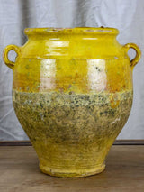 Antique French confit pot with yellow glaze 10 ¾"