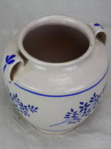 Antique French confit pot - white with blue flowers