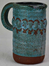 Vintage pitcher with turquoise glaze 7"