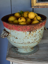 Rustic French planter with aqua and red patina