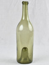 Antique French-blown olive green glass bottle