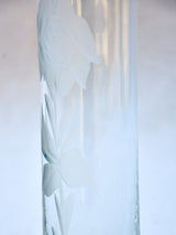 Mid-century crystal vase with engraved flower 8¼"