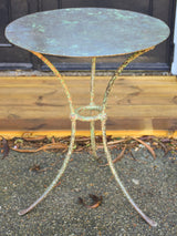 Round French garden table with green patina