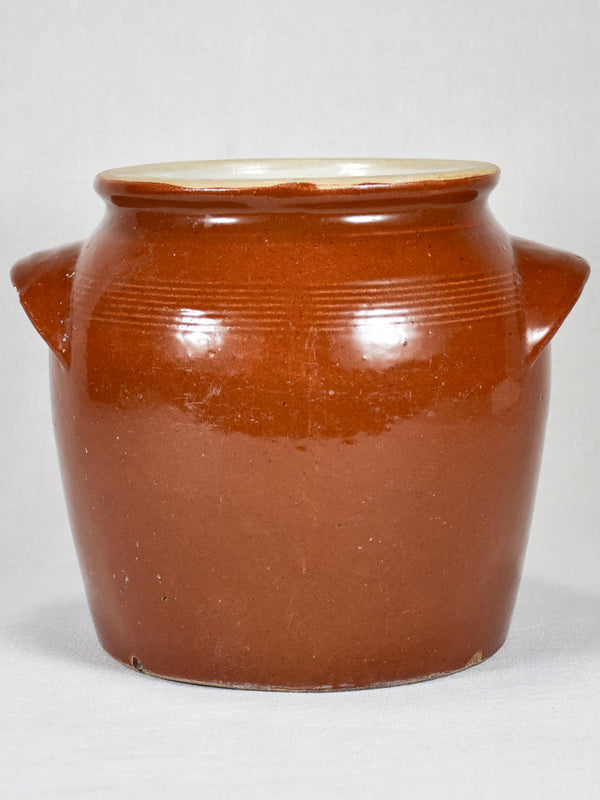 Early-century French brown-glazed crock-pot