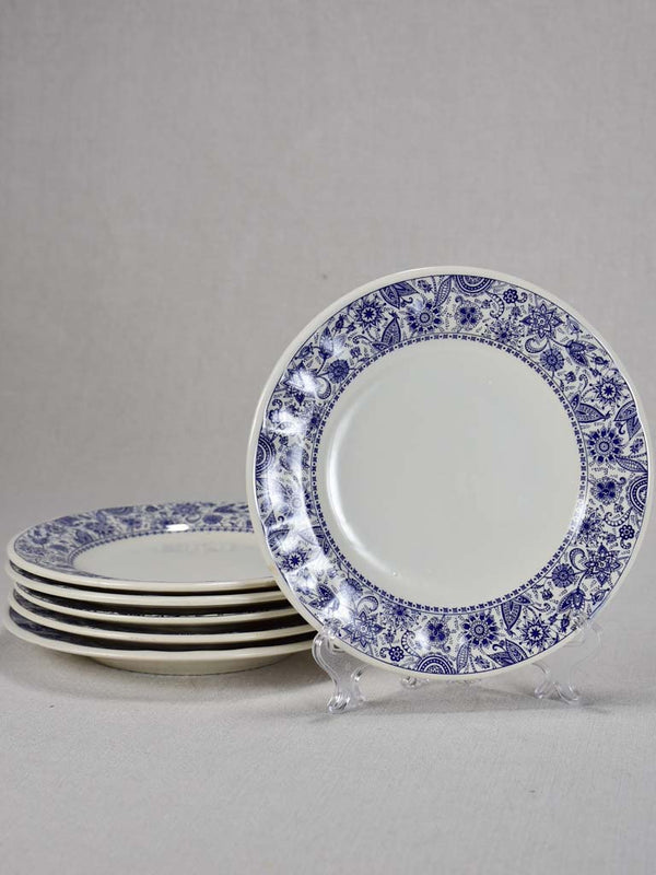 Vintage dark blue bordered ceramic plates