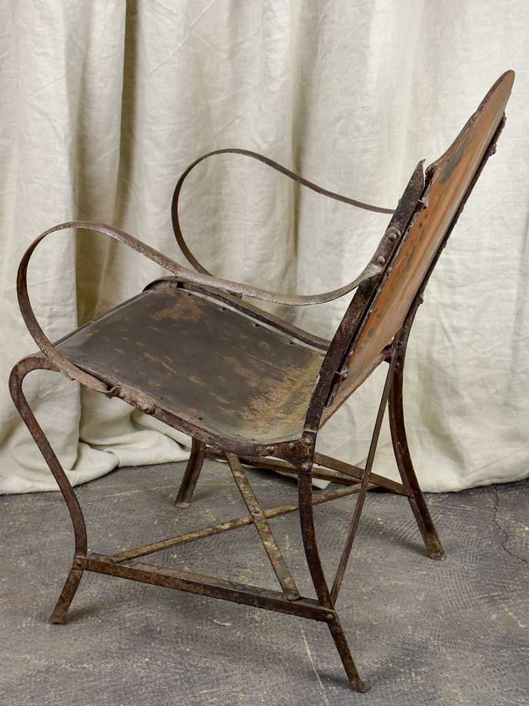 19th Century French metal armchair with riveted joints