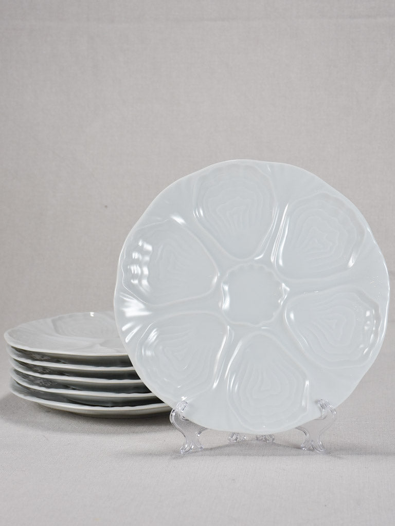 Set of six Limoges oyster plates - white 9½"