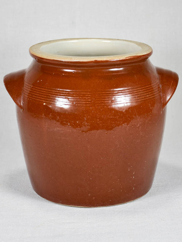 Vintage-glazed earthenware pot with handles