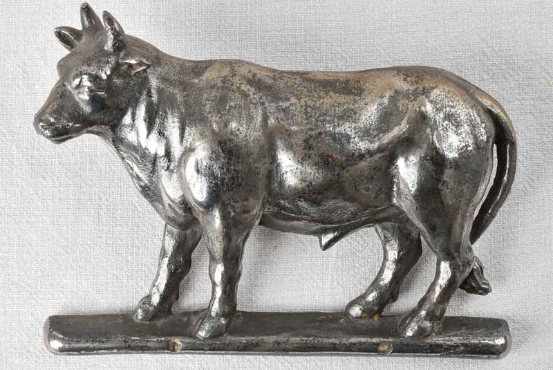 19th century nickel finish bull plaque 11½"