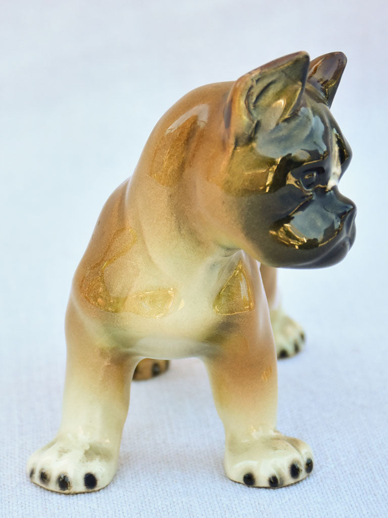 Small 1940's earthenware sculpture of a young boxer dog