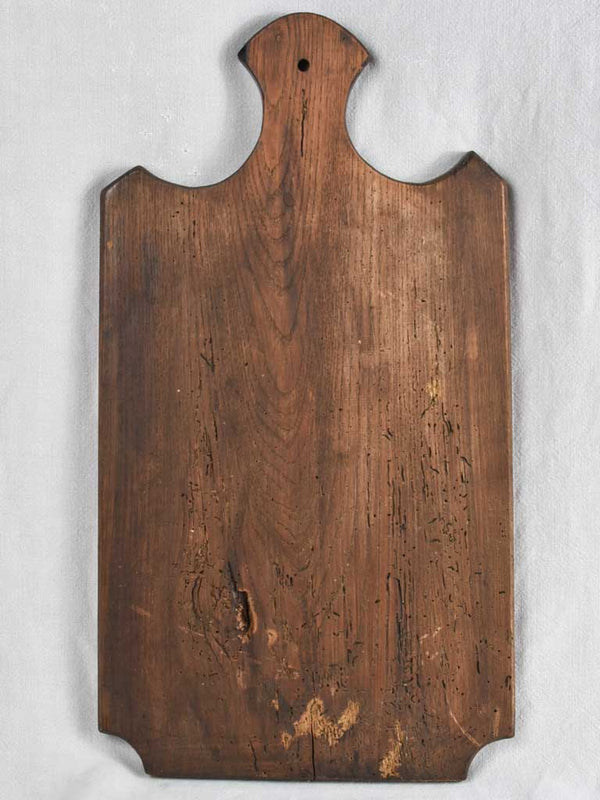 Large antique French cutting board w/ peaked shoulders 26¾" x 14½"