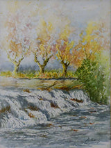 Distinctive mid-century rapids scene painting