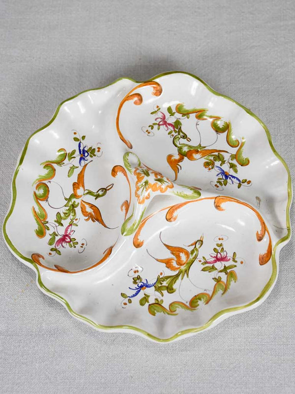 Vintage three section aperitif platter - Moustiers 9¾"
