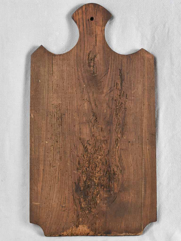 Large antique French cutting board w/ peaked shoulders 26¾" x 14½"