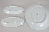 Mid century Limoges dinnerware set - white lattice pattern with silver edge