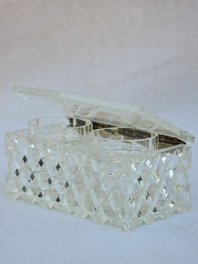 Vintage French jewelry box with two compartments - plexiglass