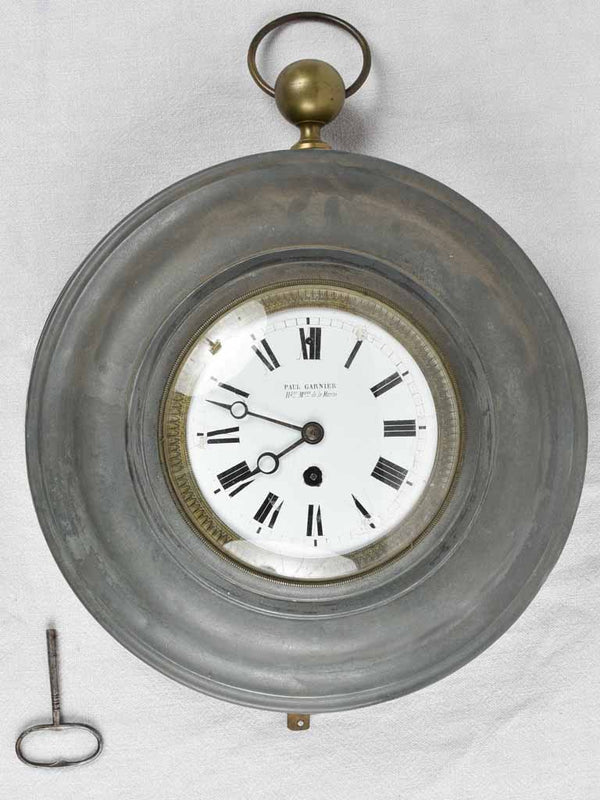 Antique French wall clock - bistro / train station - Paul Garnier 17" x 15"