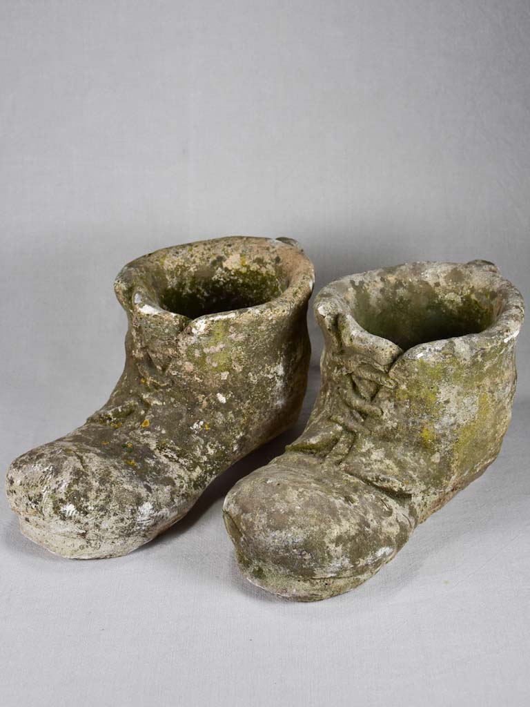 Pair of vintage garden planters in the shape of boots 17¼"